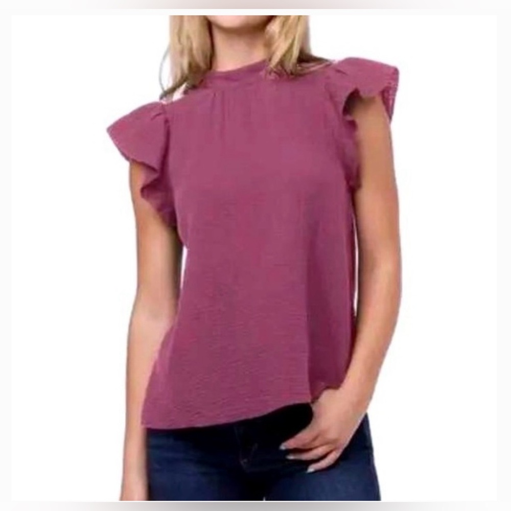Joe's Ruffled Sleeve in Mauve Pink.. Size XS